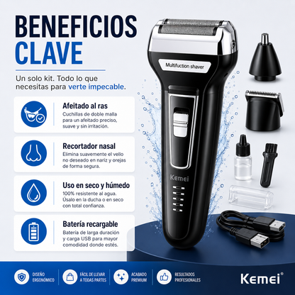 MAQUINA DE AFEITAR 3 EN 1 KEMEI