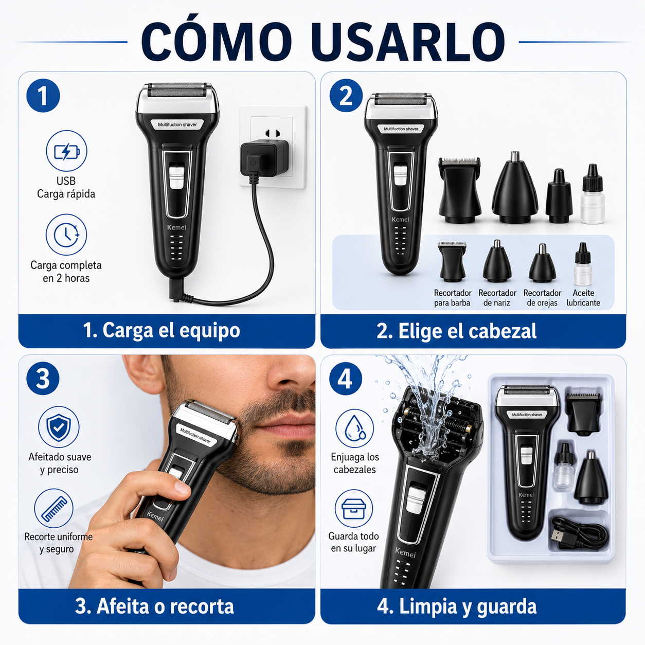 MAQUINA DE AFEITAR 3 EN 1 KEMEI